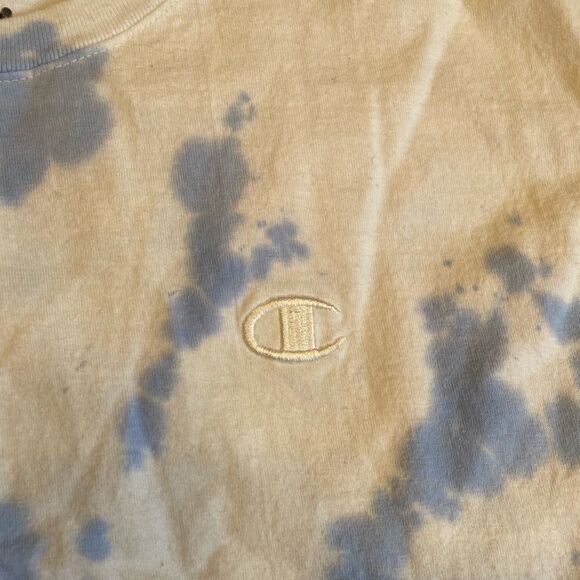 CHAMPION blue and white tie dye crop top tee - Picture 4 of 7